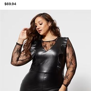 Faux Leather and Lace Dress Size 2x All Black